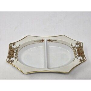 1920/30s Antique Noritake Hand Painted Divided 8.5" Relish Dish